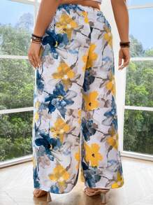 Breezaya Pantalones De Pierna Ancha Holgados De Talla Grande Con Estampado De Flores - Multicolor - Ver 2