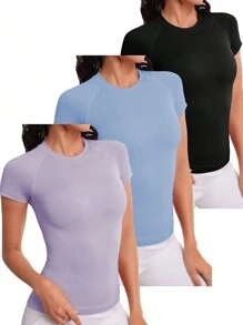SHEIN Sport Studio Top sportivo tagliato con stampa effetto spazio e schiena aperta