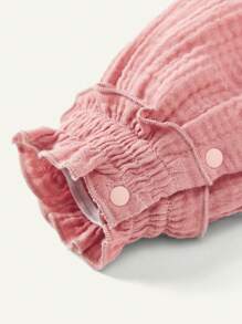 Cozy Pixies Baby Girl Solid Color Casual Jumpsuit With Ruffle Trim - Pink - View 6