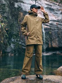 In My Nature In My Nature Giubbotto Sportivo Impermeabile Con Cappuccio, Coulisse Frontale Con Zip E Stampa Lettere