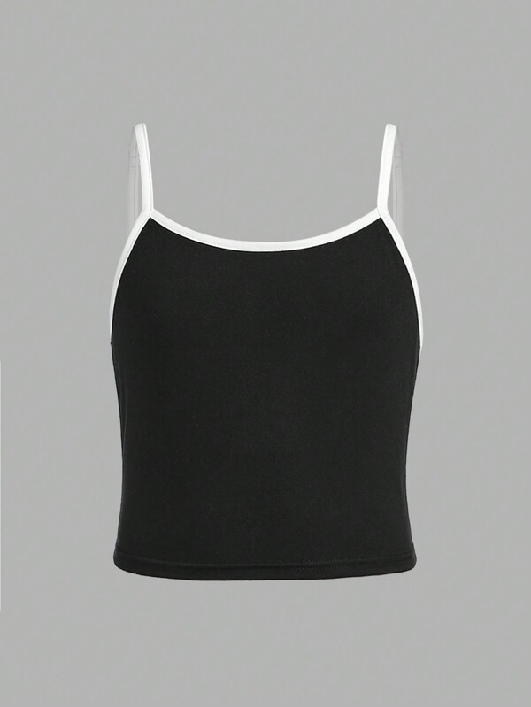 SHEIN Girlism Camiseta de tirantes para niña preadolescente de estilo deportivo y urbano con diseño de bloques de color para primavera/verano