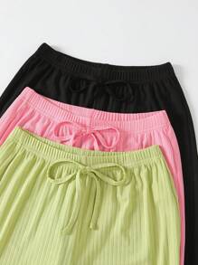 Women's Comfortable Short Lace Top And Long Pants Pajama Set, 3pcs - Multicolor - View 4