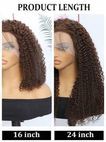 Kinky Curly 360 Lace Front Wigs Human Hair Chocolate Brown #4 Colored Lace Frontal Human Hair Wig Pre-Plucked With Baby Hairs