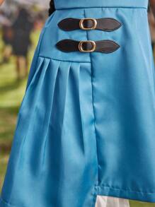 SHEIN Young Girl Music Festival Casual Academy Style Pleated Splicing Strap Dress Suitable For Daily, Parties, Beach Vacations, Graduation Season, Summer