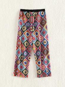 Conjunto de ropa a juego de mamá y yo para niñas jóvenes que incluye pantalones de punto impresos (3 piezas se venden por separado) - Multicolor - Ver 2