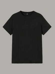Manfinity Homme Set de 4 camisetas básicas de cuello redondo de manga corta y unicolor para hombre, paquete de camisas, regalo para el novio, para salir - Multicolor - Ver 6