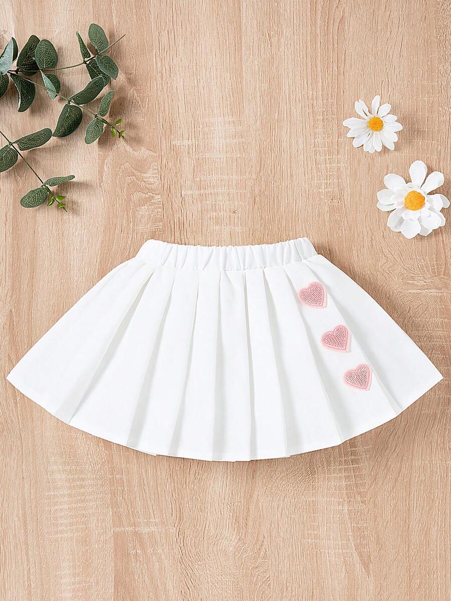 Baby Girl's Heart Embroidery Pleated Skirt - Elegant, Comfortable And ...