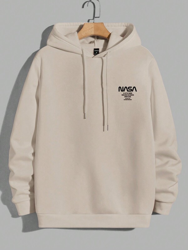 RueChic Männer Hoodie mit Buchstaben Grafik, Tunnelzug,