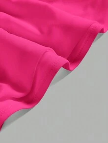 SHEIN EZwear 2 件装纯色褶皱针织露肩上衣 - 玫紅色 - 查看 7