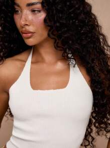 MUSERA Top de canalé con escote halter para salir, de primavera y verano