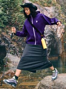 In My Nature 女士連帽戶外防風外套,印有字母的長袖