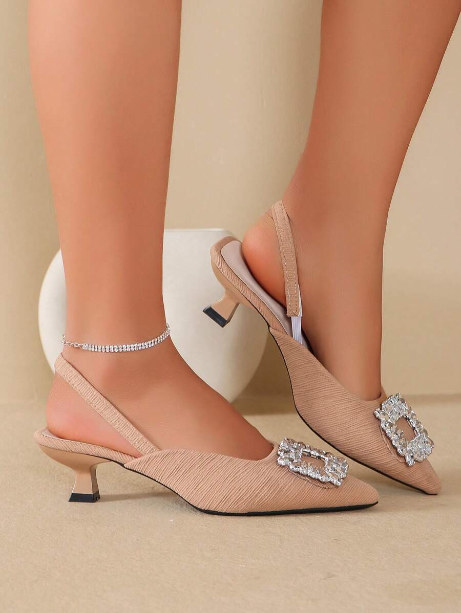 Women's Pointed Toe Jean Pumps With Thin Heel - 10cm (3.94") Heel Height Working Sandals - View #8
