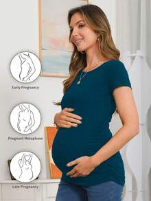 3pcs/Set Maternity Solid Short Sleeve T-Shirts, Summer - Grey - View 3