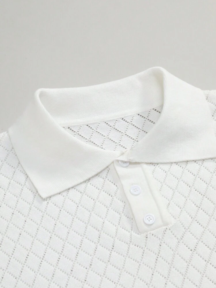 Men's Polo-Collar Short-Sleeved Knitted Top