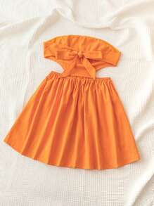 Soleia Hollow Out Strappy Backless Bandeau Dress - Orange - View 2