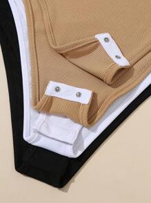 INAWLY 3入組純色連體衣和褲套裝 - 彩色 - 查看 4