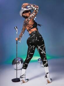 Easithlete 高腰运动紧身裤，专为提臀塑身而设计，瑜伽女裤 - 銀色 - 查看 6