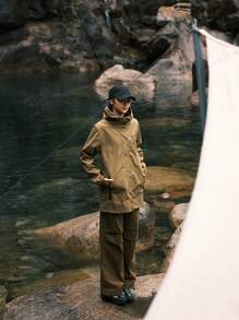 In My Nature In My Nature Giubbotto Sportivo Impermeabile Con Cappuccio, Coulisse Frontale Con Zip E Stampa Lettere