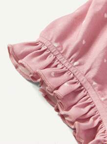 Cozy Pixies 嬰兒女孩小鳥圖案圓領荷葉袖上衣和布褲套裝 - 粉色 - 查看 5