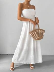 SHEIN Clasi 女士露肩长裙 夏季假日超长女士服装 - 白色 - 查看 3