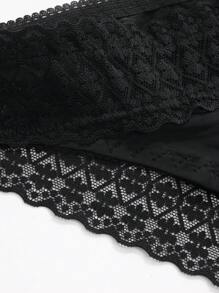 FRIFUL Low Waist Lace Edge Triangle Panties - Black - View 7