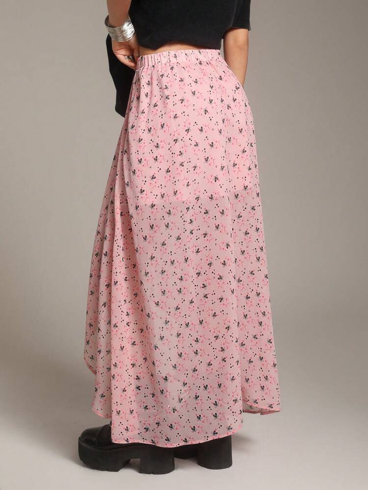 Women's Asymmetrical Hem Ditsy Floral Skirt