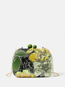 SHEIN VCAY Yellow Sequin Clutch Bag Tready Bride Bag, Perfect For Party, Wedding, Prom, Dinner/Banquet, Matching With Wedding Dress, Formal Dresses, Prom Dress, Birthday Dress, Party Dress Valentines, Sparkling Sequin Bags Ladies Elegant, Fashionable Clutch Bags For Woman - Green - View 2