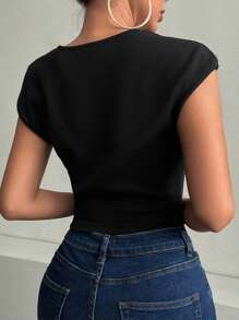 SHEIN Privé Camiseta De Malla Transparente Con Cuello De Corte Ajustado Para Mujer