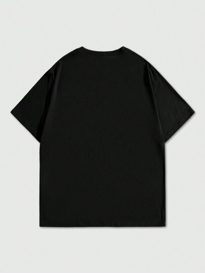 Camiseta Estampada Para Hombre Con Patrón De Personajes Y Letras