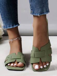Nuevas chanclas con diseño en H para mujer para primavera/verano, estilo casual plano romano, transpirable, sandalias para uso exterior para mujeres
