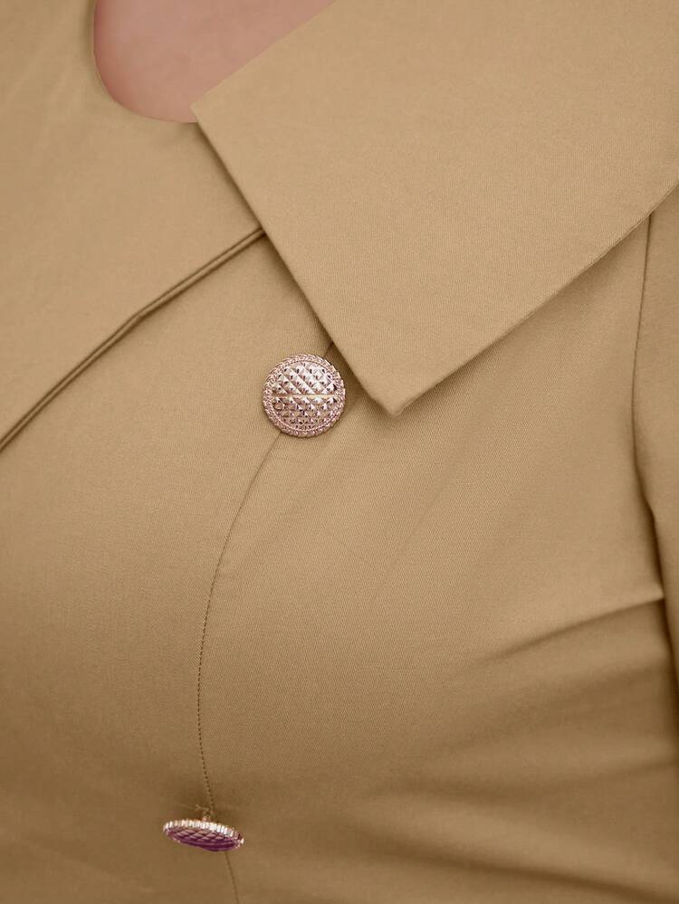 Plus Size Solid Color Asymmetrical Neck Flare Hem Dress