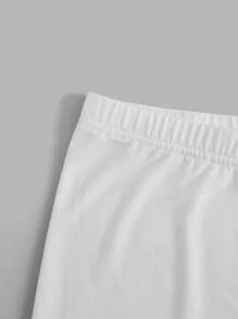 SHEIN EZwear Pantalones Cortos De Capa Base De Encaje De Talla Grande Para Mujer, De Color Sólido Y Con Parches - Blanco - Ver 4
