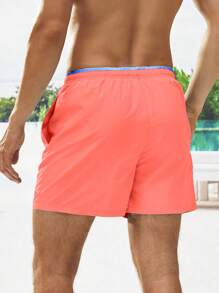 Manfinity Swimmode Men's Skateboard Printed Drawstring Beach Shorts, Summer Swimwear,Hawaiian, Orange Swim Trunks, Men's Beachwear, Swimming Shorts, Vacation Swimwear