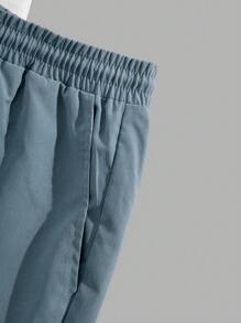 Manfinity VCAY Men's Loose Fit Car & Letter Printed T-Shirt And Drawstring Waist Shorts - Dusty Blue - View 4