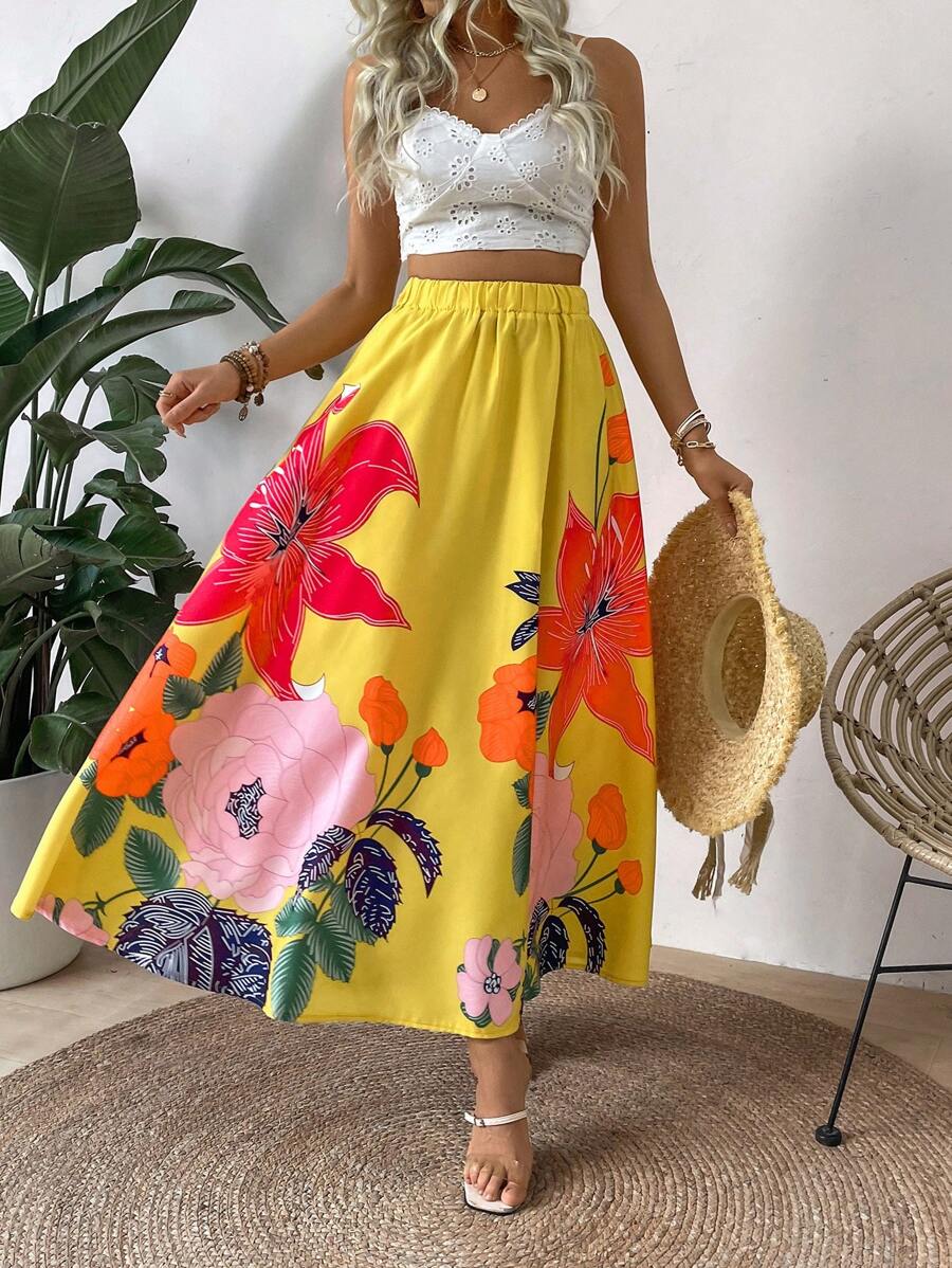 SHEIN LUNE Váy xòe in hoa cho nữ - Nhiều màu - Xem 1