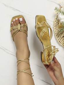 Women's Casual Fashion/Party/Beach Style Orange Strappy Woven Flat Sandals