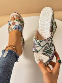 Women's Printed Wedge Platform Sandals, Fashionable Personality Thick Bottom Slope Heel Slippers