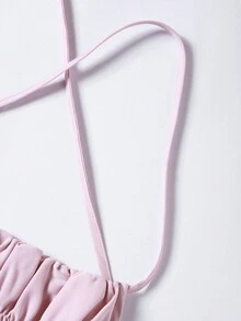 VaVaBold Haut Court De Bandage Croisé Sexy Sans Bretelles Pour Femmes - Rose bonbon - Voir 5