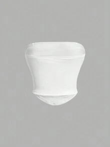 SHEIN MOD Romantic Flower Applique Strapless Top In Sweet White For Spring, Summer, Vacation & Date - White - View 2