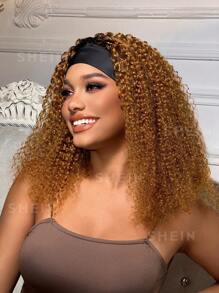 Farbverlauf Eisseide Stirnband Perücke Echthaarperücke Jerry Lockiges Haar T1B/30 Ohne Spitzenfront Perücken Lockige Welle Echthaar Jungfernhaar für Frauen Täglicher Gebrauch 16 Zoll