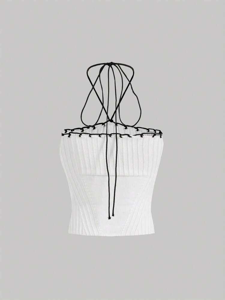 Women's Halterneck Slim Fit Knit Top