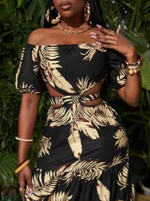 Slaydiva Rochie de damă, sexy, elegantă, ocazională, cu mânecă scurtă, cu umăr, decupată, cu imprimeu tropical, pentru întâlniri de vacanță și festival de muzică - Multicolor - Vizualizare 7