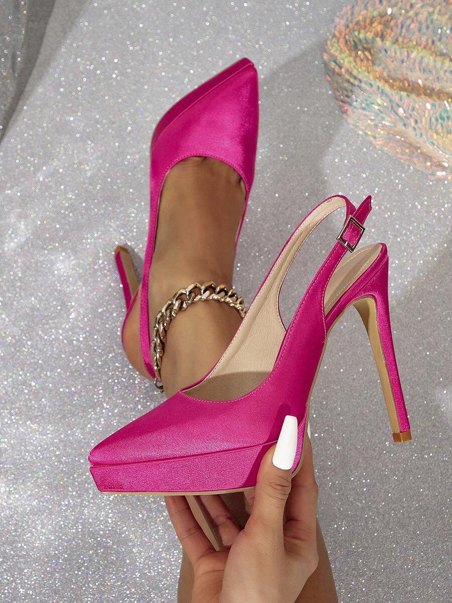 超高跟性感优雅厚底尖头露后跟鞋