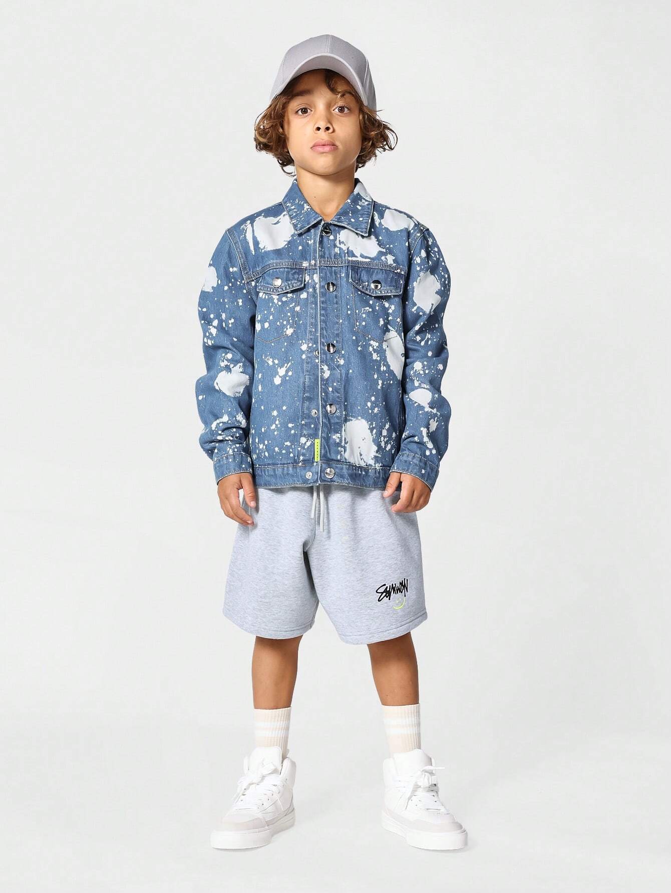 SUMWON Kids Unisex Acid Wash Denim Jacket With Embroidery Back To ...