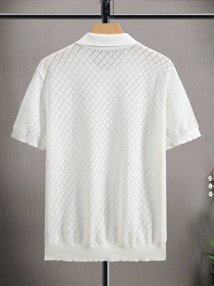 Men's Polo-Collar Short-Sleeved Knitted Top
