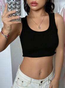 Flirla Women's Short Knit Top For Casual Daily Wear In Summer