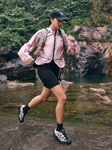 In My Nature 女式長袖連帽防曬外套,肩膀插片設計 - 藕粉色 - 查看 7