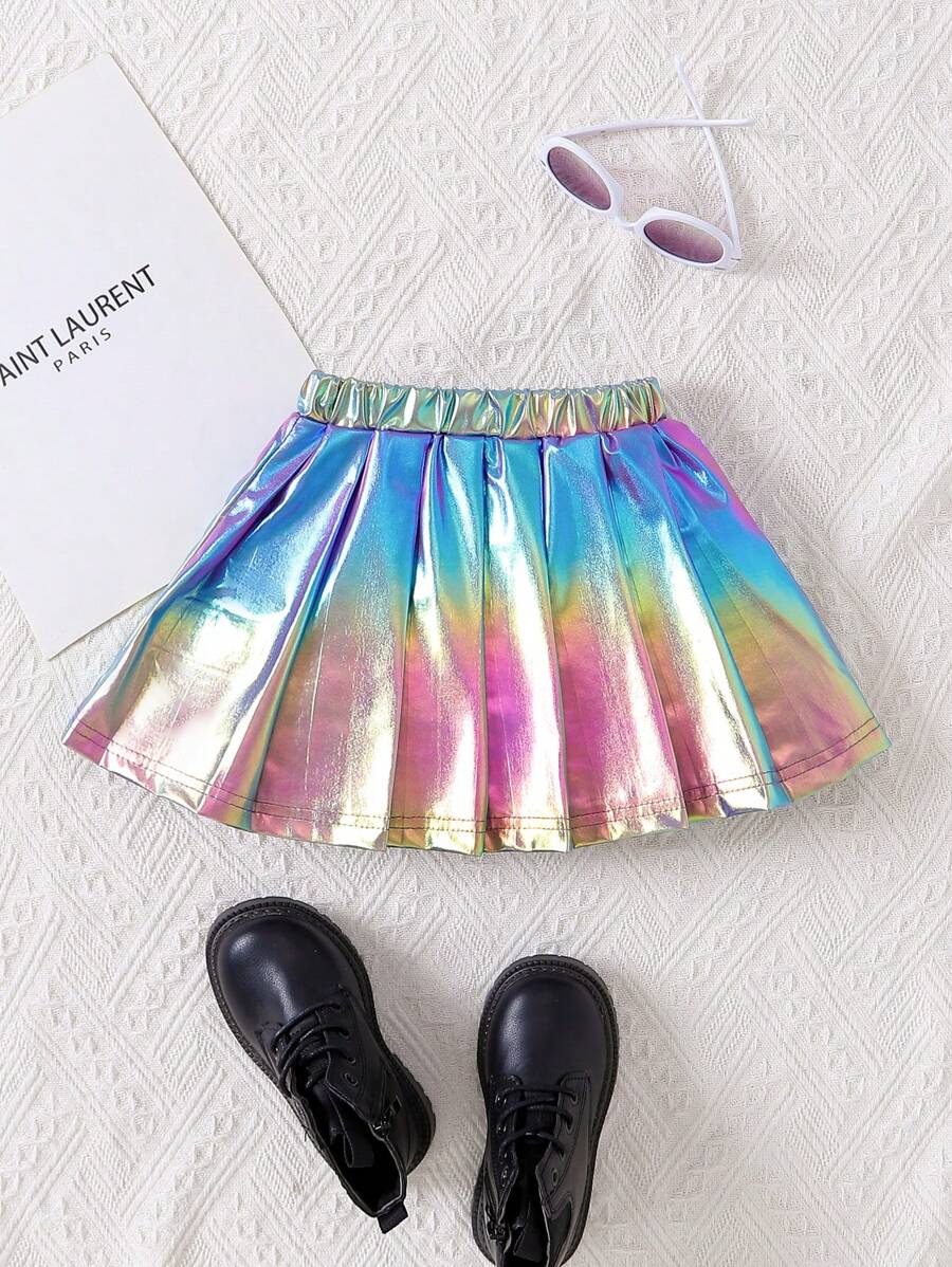 Falda plisada y colorida para bebé niña, ideal para actividades al aire libre en primavera y verano - Morado - Ver 1