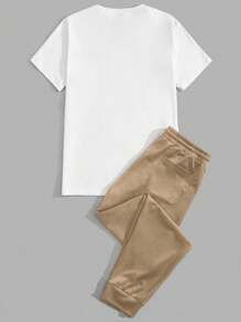 Manfinity VCAY Men's Eagle Printed T-Shirt And Letter Print Long Pants Set