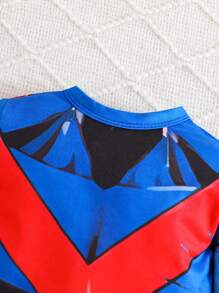 SHEIN Superhero Style Hat, Jumpsuit And Socks Set For Boys